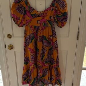 FARM Rio Dress with Puff Sleeves
